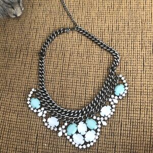 Elegant Silver Necklace with White and Blue Accents